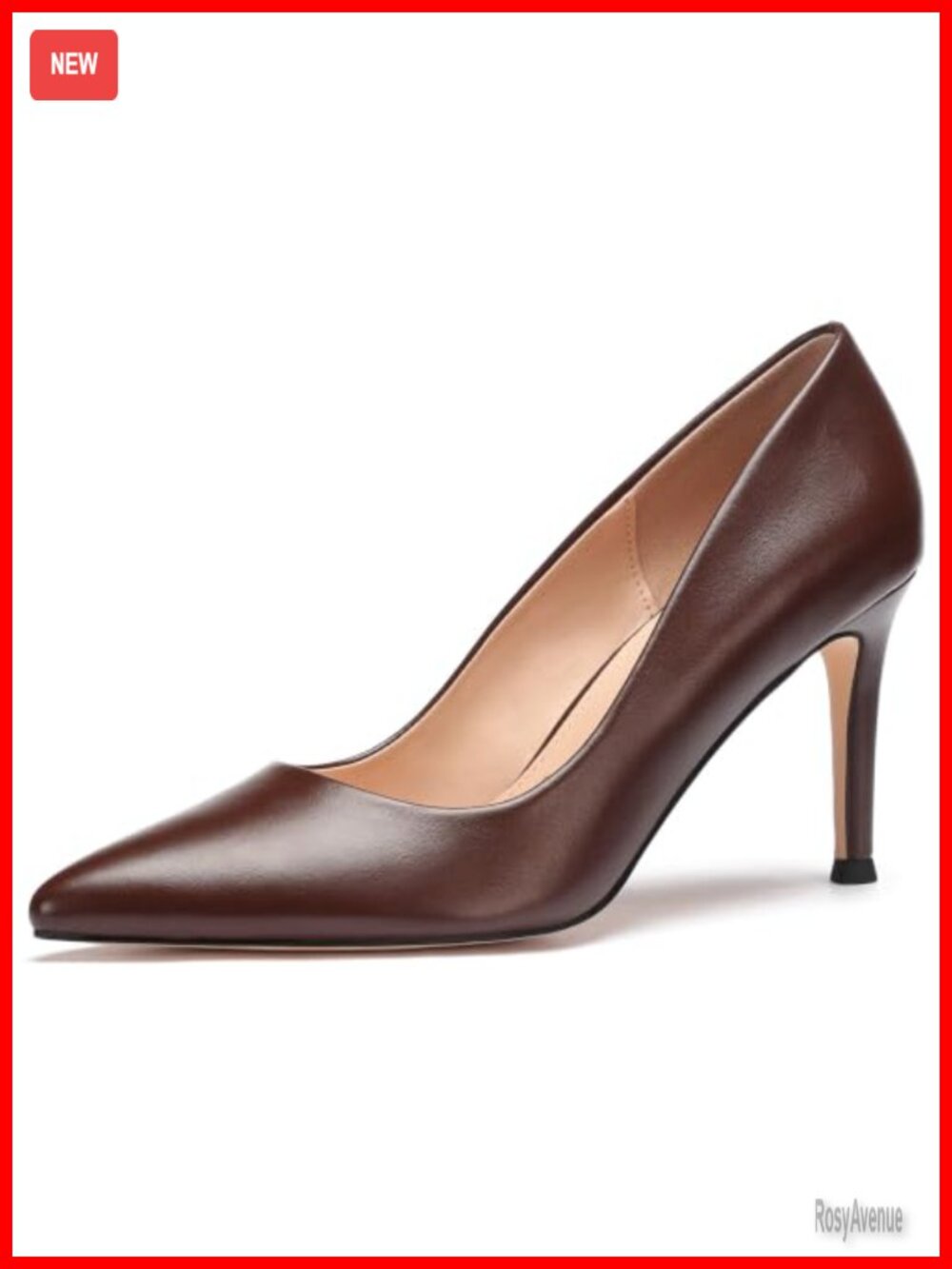 Women's Stiletto Pumps Faux Leather Pointed Toe 3 Inch Heels